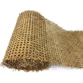 14" Width Natural Dark Rattan Cane Webbing Roll Pre-Woven Hexagon Open Mesh Cane Webbing Sheet for Furniture Chair Table Ceiling (3 Feet)