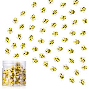Hicarer 45 Pieces Tiny Bees Craft Decoration Party Decor Honey Resin Bee Flatback Bee Shaped Embellishment with Storage Box for DIY Craft Home (0.51 Inch)