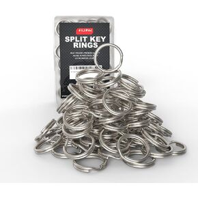 Silipac Keychain Rings Bulk 100 pcs - Split Ring Heavy Duty Crafts DIY Convenient Size 0.9 in (23 mm) - Steel Round Metal Key Rings