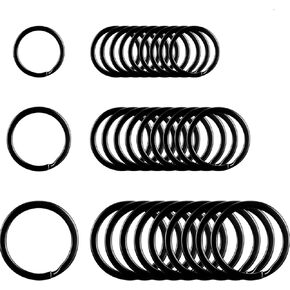 Round Flat Key Rings Key Chain Small Metal Split Ring for Home Car Keys Organization, 30 Pieces (Black, 3/4 Inch, 1 Inch and 1.25 Inch)