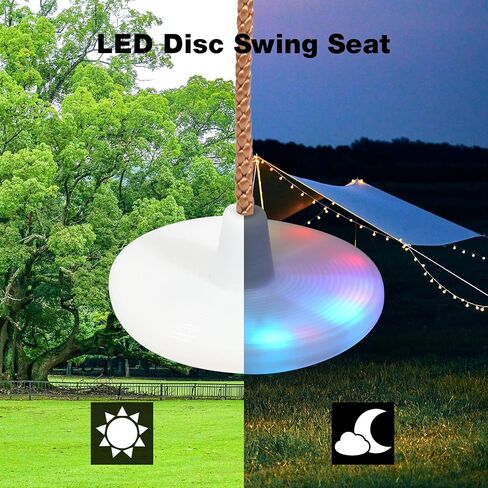 RedSwing LED Disc Swing for Kids，Tree Swing Climbing Rope with Platforms, Reliable and Secure Outdoor Round Swing for Backyard Multicolor in Kuwait