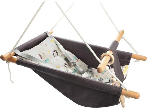 Baby Swing Outdoor and Indoor, Baby Hammock Toddler Swings, Baby Swing Outside Comfortable Wooden Midew Proof, Adjustable 5-Point Safety Belt, Great Gift for Baby Boys Girls Kids,Dark Grey in Saudi Arabia
