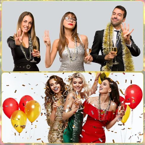 Bucherry 72 قطعة Happy New Year Eve 2024 قلادات ذهبية وسوداء وفضية Happy New Year Star القلائد السائبة من الملحقات البلاستيكية المعدنية مطرز القلائد لعام 2024 رأس السنة الجديدة عطلة زي حفلات الزينة in Kuwait