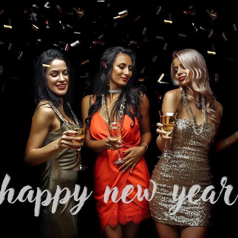 Bucherry 72 قطعة Happy New Year Eve 2024 قلادات ذهبية وسوداء وفضية Happy New Year Star القلائد السائبة من الملحقات البلاستيكية المعدنية مطرز القلائد لعام 2024 رأس السنة الجديدة عطلة زي حفلات الزينة in Kuwait