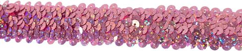Trims by the Yard 3-Row Starlight Hologram Sequin Stretch Trim، 1 1/4 بوصة ترتر متعدد الاستخدامات للحرف اليدوية، زخرفة ترتر متينة للأزياء والأزياء والديكور المنزلي، وردي in Saudi Arabia