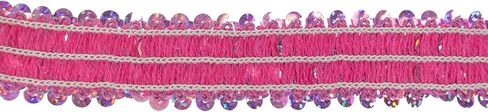 Trims by the Yard 3-Row Starlight Hologram Sequin Stretch Trim, 1 1/4-Inch Versatile Sequins for Crafts, Durable Sequin Trim for Costumes, Fashion, and Home Decor, Pink in Kuwait