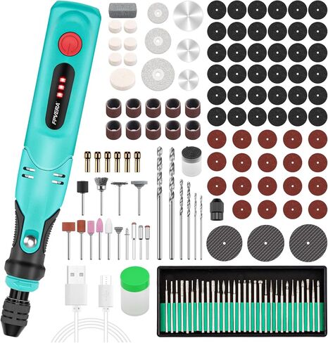 اف بي فيرا قلم نقش 20 واط مع 139 لقمة، اداة نقش كهربائية لاسلكية متعددة الوظائف بمنفذ USB لتصنع بنفسك وتلميع المجوهرات والزجاج والحجر والمعادن والبلاستيك والخشب in Kuwait