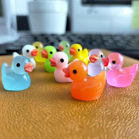 Cidinge 60 Pcs Mini Resin Ducks Luminous Tiny Ducks Miniature Duck Glow in The Dark for DIY Garden Dollhouse Duck Accessories Micro Landscape Aquarium Party Decor in Kuwait