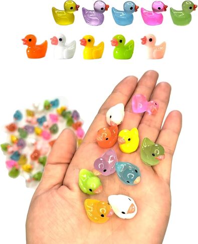 Cidinge 60 Pcs Mini Resin Ducks Luminous Tiny Ducks Miniature Duck Glow in The Dark for DIY Garden Dollhouse Duck Accessories Micro Landscape Aquarium Party Decor in Kuwait