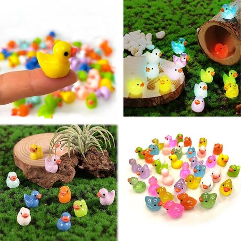 Cidinge 60 Pcs Mini Resin Ducks Luminous Tiny Ducks Miniature Duck Glow in The Dark for DIY Garden Dollhouse Duck Accessories Micro Landscape Aquarium Party Decor in Kuwait