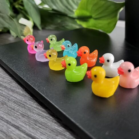 Cidinge 60 Pcs Mini Resin Ducks Luminous Tiny Ducks Miniature Duck Glow in The Dark for DIY Garden Dollhouse Duck Accessories Micro Landscape Aquarium Party Decor in Kuwait