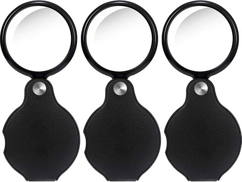 HESTYA 8 Pack 10X Mini Magnifying Glass Folding Pocket Magnifier Glass Loupe with Black Rotating Protective Holster for Reading Newspaper, Book, Magazine, Hobby, Jewelry in Saudi Arabia