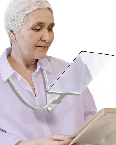 Magnifying Glass for Reading 5X Hands Free 5.3''x 8.7'' Magnifier Neckwear Large Full Page View, for Seniors, Men and Women, Magnifying Lens for Sewing Cross Stitch Needlepoint Jewelry Coins(White) in Kuwait