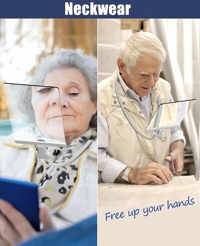 Magnifying Glass for Reading 5X Hands Free 5.3''x 8.7'' Magnifier Neckwear Large Full Page View, for Seniors, Men and Women, Magnifying Lens for Sewing Cross Stitch Needlepoint Jewelry Coins(White) in Kuwait