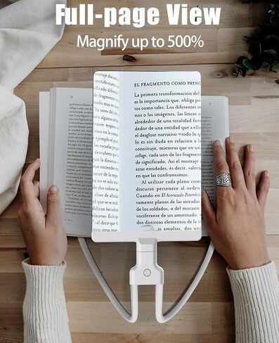 Magnifying Glass for Reading 5X Hands Free 5.3''x 8.7'' Magnifier Neckwear Large Full Page View, for Seniors, Men and Women, Magnifying Lens for Sewing Cross Stitch Needlepoint Jewelry Coins(White) in Kuwait