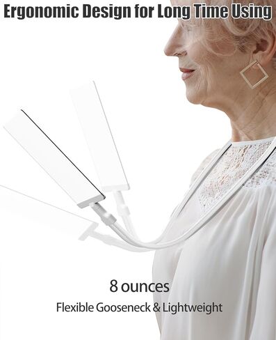 Magnifying Glass for Reading 5X Hands Free 5.3''x 8.7'' Magnifier Neckwear Large Full Page View, for Seniors, Men and Women, Magnifying Lens for Sewing Cross Stitch Needlepoint Jewelry Coins(White) in Kuwait