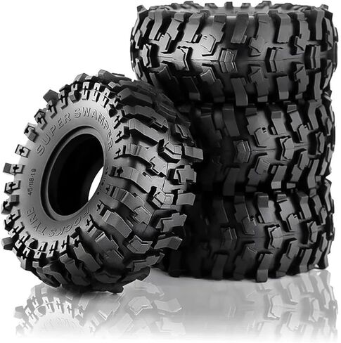 اطارات مطاطية للسيارات الزاحفة بجهاز تحكم عن بعد 1/10 118 × 45 ملم 1.9 انش مع حشوة اسفنجية مناسبة لـ 1:10 روك كراولر اكسيال SCX10 II 90046 AXI03007 تراكساس TRX-4 RBX10 4 قطع من سبونكسوند in Kuwait