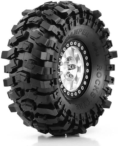 اطارات مطاطية للسيارات الزاحفة بجهاز تحكم عن بعد 1/10 118 × 45 ملم 1.9 انش مع حشوة اسفنجية مناسبة لـ 1:10 روك كراولر اكسيال SCX10 II 90046 AXI03007 تراكساس TRX-4 RBX10 4 قطع من سبونكسوند in Kuwait