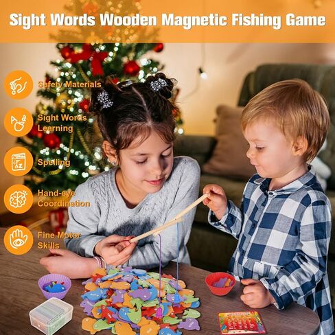 IKUKUER 456 قطعة خشبية لصيد الأسماك الكلمات لعبة اللعب في وقت مبكر مونتيسوري التعلم البصر الكلمات الأبجدية الأسماك اصطياد لغز ألعاب اللعب in Kuwait