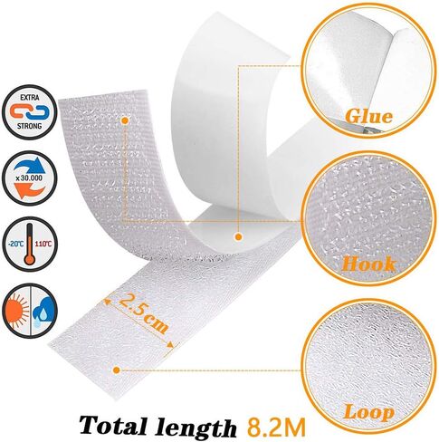 16.5Ft x 1 Inch Self Adhesive Strips, Heavy Duty Strong Back Sticky Fastening Tape,Nylon Fabric Fastener Mounting Tapes for Sewing, Crafting,DIY- Indoor or Outdoor Use (White) in Saudi Arabia
