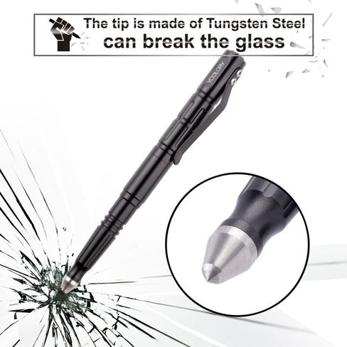 قلم يوجلوري التكتيكي قابل لإعادة التعبئة باللون الأسود، دفاع عن النفس مع كاسر زجاجي للطوارئ للنساء والرجال، حقيبة وصندوق مجاني (أخضر نعناعي) in Kuwait