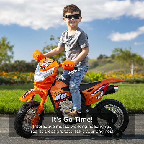 Best Choice Products Kids 6V Ride On Motorcycle w/Treaded Tires, Working Headlights, 2mph Top Speed, Training Wheels, Realistic Sounds, Music, Battery Charger - Black in Saudi Arabia