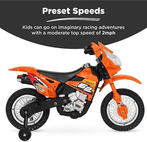Best Choice Products Kids 6V Ride On Motorcycle w/Treaded Tires, Working Headlights, 2mph Top Speed, Training Wheels, Realistic Sounds, Music, Battery Charger - Black in Saudi Arabia