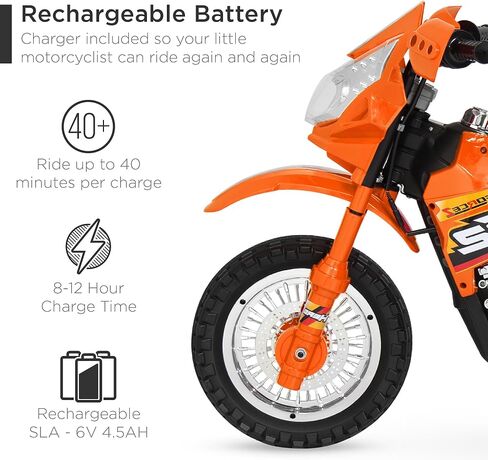 Best Choice Products Kids 6V Ride On Motorcycle w/Treaded Tires, Working Headlights, 2mph Top Speed, Training Wheels, Realistic Sounds, Music, Battery Charger - Black in Saudi Arabia
