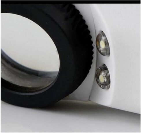 عدسة مكبرة محمولة باليد بقوة 40x عالية القوة مع ضوءين LED (أبيض مع أسود) in Kuwait