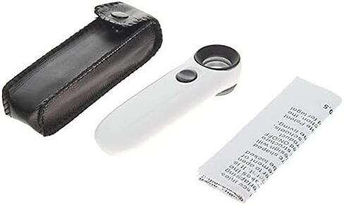 عدسة مكبرة محمولة باليد بقوة 40x عالية القوة مع ضوءين LED (أبيض مع أسود) in Kuwait