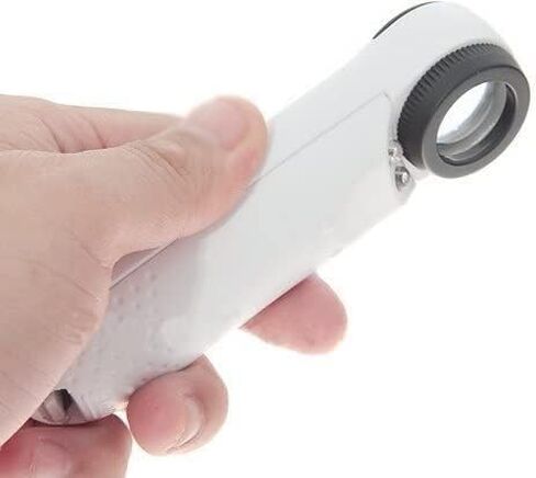 عدسة مكبرة محمولة باليد بقوة 40x عالية القوة مع ضوءين LED (أبيض مع أسود) in Kuwait
