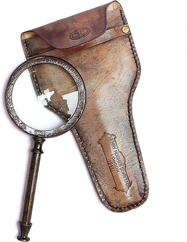 Antique Henry London Marine Handheld Magnifying Glass Astrologers Leather Case Brass Instrument Map or Coin Reading Lens Brown Vintage Magnifier in Kuwait