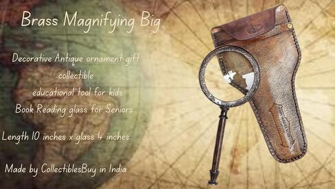 Antique Henry London Marine Handheld Magnifying Glass Astrologers Leather Case Brass Instrument Map or Coin Reading Lens Brown Vintage Magnifier in Kuwait
