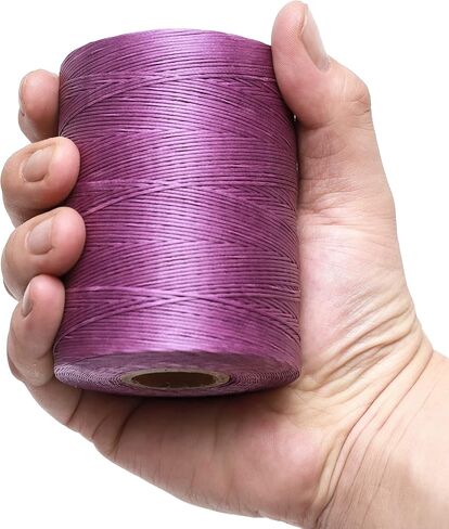Waxed Thread,852Yds 150D 0.8mm Flat Polyester Wax Thread for Hand Sewing Leather Craft DIY Projects Shoes Repair Book Binding(Black) in Kuwait