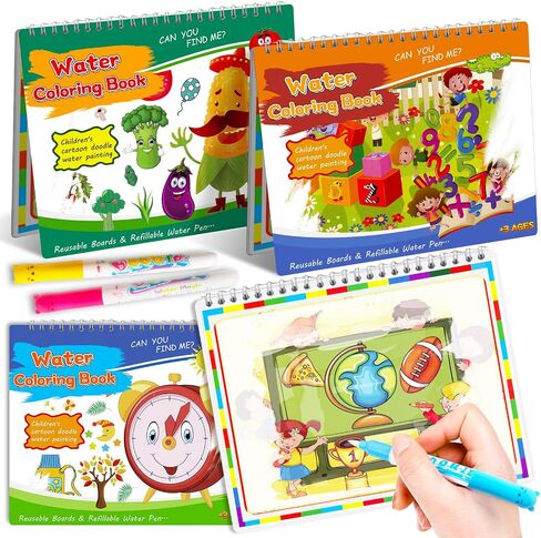 Water Coloring Books for Toddlers, Water Painting Book for Toddlers, Paint with Water Books, Water Doodle Book Toys for 3-5, Travel Toys for Toddlers, Toddler Travel Toys (3 Pack) in Kuwait