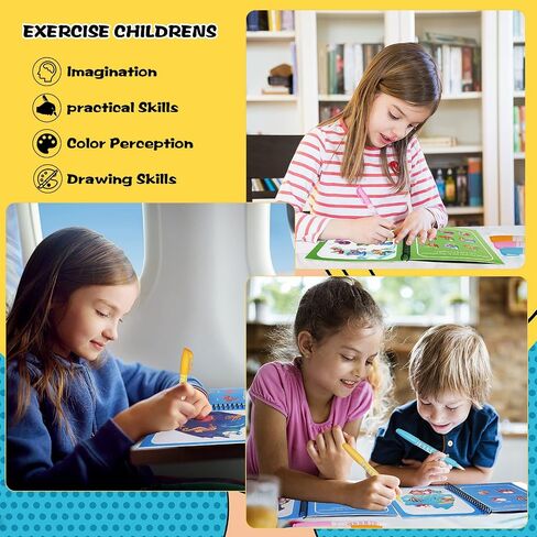 Water Coloring Books for Toddlers, Water Painting Book for Toddlers, Paint with Water Books, Water Doodle Book Toys for 3-5, Travel Toys for Toddlers, Toddler Travel Toys (3 Pack) in Kuwait