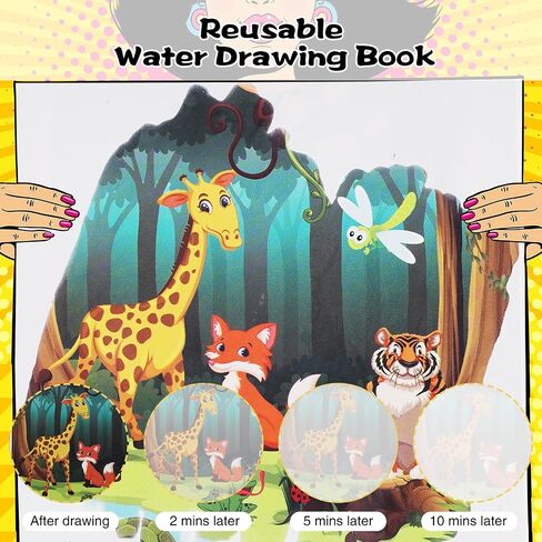 Water Coloring Books for Toddlers, Water Painting Book for Toddlers, Paint with Water Books, Water Doodle Book Toys for 3-5, Travel Toys for Toddlers, Toddler Travel Toys (3 Pack) in Kuwait