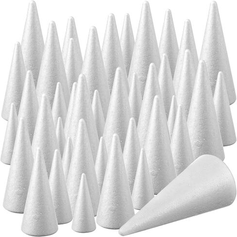 Xuniea 70 Pcs White Foam Cones for Crafts 7 Sizes 2.2-11.8 Inch Polystyrene Cone Foam Christmas Tree Craft Foam Cones Assorted Sizes for Arts Easter Party Decorations Arrangements Table in Saudi Arabia
