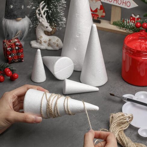 Xuniea 70 Pcs White Foam Cones for Crafts 7 Sizes 2.2-11.8 Inch Polystyrene Cone Foam Christmas Tree Craft Foam Cones Assorted Sizes for Arts Easter Party Decorations Arrangements Table in Saudi Arabia