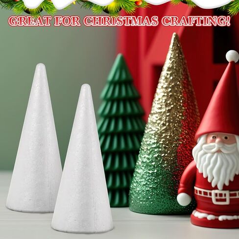Xuniea 70 Pcs White Foam Cones for Crafts 7 Sizes 2.2-11.8 Inch Polystyrene Cone Foam Christmas Tree Craft Foam Cones Assorted Sizes for Arts Easter Party Decorations Arrangements Table in Saudi Arabia