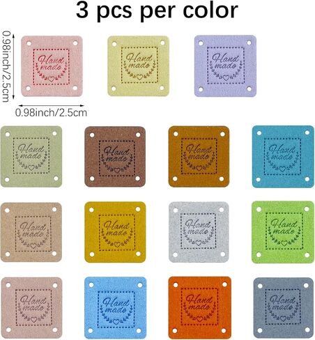 45 Pcs Handmade PU Leather Label Leather Crochet Labels Clothing Hand Made Embossed Tag with Holes Embellishments Knit Leather Tags for Crochet Sewing Clothing Decors (Round) in Kuwait