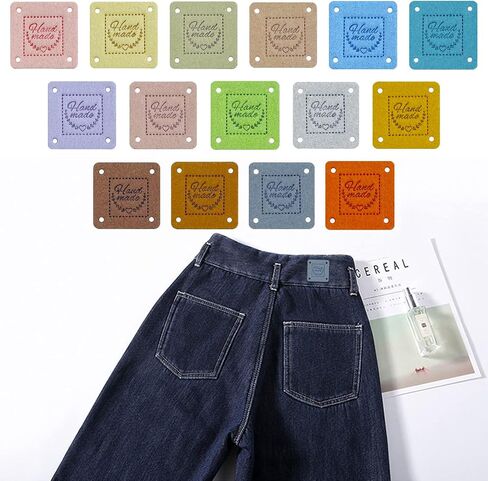 45 Pcs Handmade PU Leather Label Leather Crochet Labels Clothing Hand Made Embossed Tag with Holes Embellishments Knit Leather Tags for Crochet Sewing Clothing Decors (Round) in Kuwait