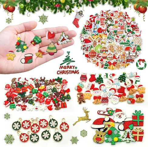 Tazimi 150 قطعة عيد الميلاد سحر عيد الميلاد الراتنج الديكور الحرف ندفة الثلج سانتا كلوز ملصق الديكور DIY سجل القصاصات لمستلزمات تزيين عيد الميلاد in Kuwait