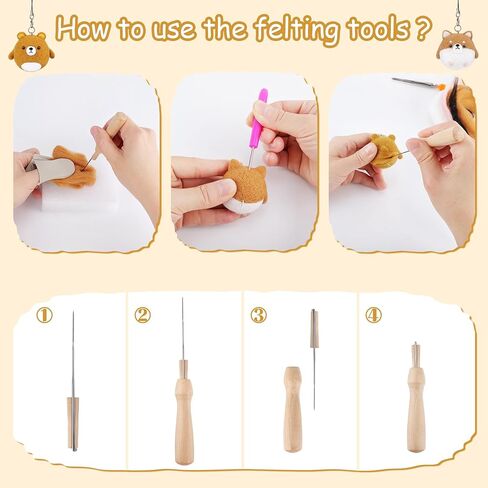 مجموعة التلبيد بإبرة Achwishap للمبتدئين، 4 مجموعات من مواد التلبيد بإبرة الحيوانات الصوفية، 8 قطع بما في ذلك 4 حيوانات و4 كرات صغيرة، هدية لطيفة يمكنك صنعها بنفسك في عيد الميلاد وعيد الميلاد in Kuwait
