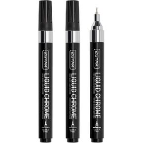 ZEYAR Liquid Chrome Marker Paint Marker, Shiny Silver Pen for smooth surfaces, High-gloss display effects, Needle Extra Fine (2)