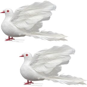 LWINGFLYER Large White Flying Doves 9.5-Inch Artificial Simulation Foam Bird Feathered Dove for Craft Wedding Decoration Party Accessories Christmas Tree Ornaments (Big Fly Dove) in Kuwait
