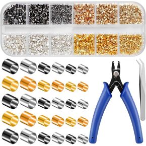 WSICSE 1644 قطعة من الخرز المجعد لصنع المجوهرات، وأغطية التجعيد، وأنابيب التجعيد وحراس الأسلاك، ومشابك جراد البحر، ومجموعة حلقات القفز لصنع المجوهرات بنفسك in Kuwait