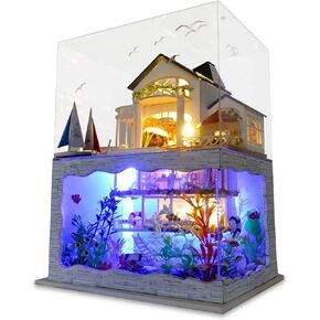 GuDoQi DIY Miniature Dollhouse Kit, Tiny House kit with Furniture and Music, Miniature House Kit 1:24 Scale, Great Crafts Gift for Birthday Christmas, Comfortable Life