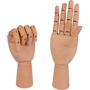 قطعتان من شركة Baitaihem خشبي رسم يدوي مانيكان مع أصابع خشبية مرنة 7 بوصة اليد اليسرى واليمنى in Kuwait