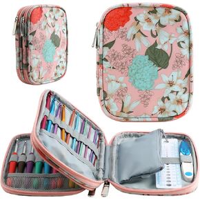 KOKNIT Crochet Hook Case, Zipper Storage Organizer Bag with Web Pockets for Crochet Needles/Knitting Accessories/Crochet Hook Kit Tools, Lightweight, Easy to Hold